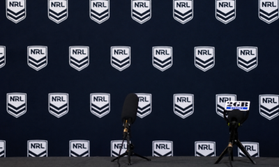 The scene ahead of a press conference at Rugby League Central in Sydney.