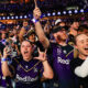 Melbourne Storm fans supporting their side.