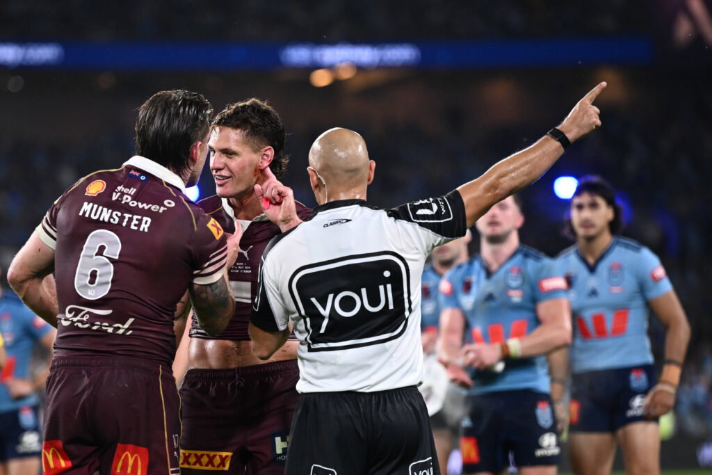 Ashley Klein officiated the 2026 State of Origin Game 1.