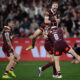 Queensland celebrate try vs New South Wales.
