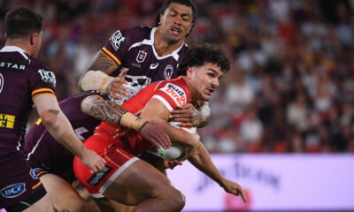 Herbie Farnworth in action for the Dolphins against the Broncos.