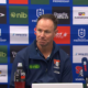Justin Holbrook speaking after Warriors vs Knights.