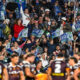 Warriors fans during a clash with the Broncos.