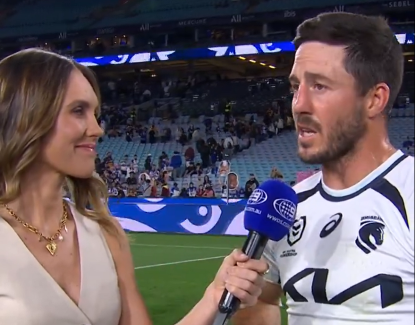 Ben Hunt speaking to Channel 9 after the Broncos beat the Bulldogs.