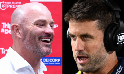 Dragons head coach Dean Young and Titans boss Josh Hannay.