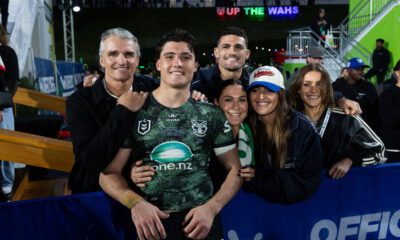Jett Cleary with his family after playing for the Warriors. Credit: Imago.