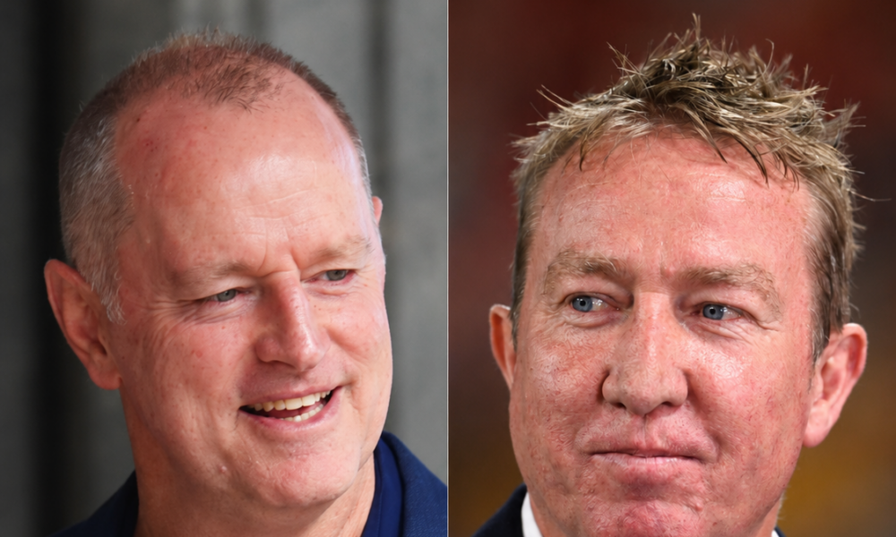 Broncos' Michael Maguire and Roosters' Trent Robinson. Credit: Imago.