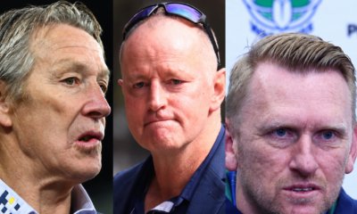 Melbourne Storm's Craig Bellamy, Broncos boss Michael Maguire and Warriors head coach Andrew Webster. Credit: Imago.