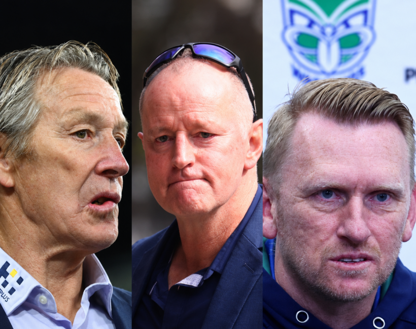 Melbourne Storm's Craig Bellamy, Broncos boss Michael Maguire and Warriors head coach Andrew Webster. Credit: Imago.