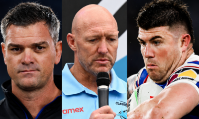 Bulldogs' Cameron Ciraldo, Sharks' Craig Fitzgibbon and Knights' Bradman Best. Credit: Imago.