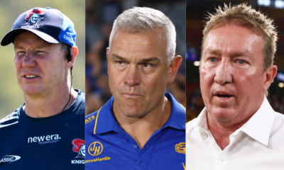 Knights' Justin Holbrook, Eels' Jason Ryles and Roosters' Trent Robinson. Credit: Imago.