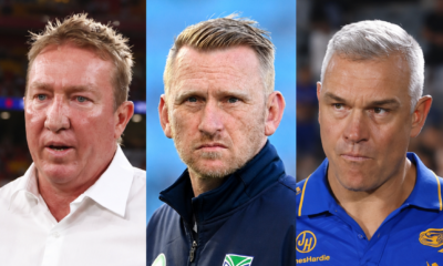 Sydney Roosters head coach Trent Robinson, Warriors' Andrew Webster and Eels boss Jason Ryles. Credit: Imago.