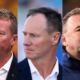Roosters' Trent Robinson, Justin Holbrook of the Knights, and Raiders' Ricky Stuart.