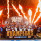Picture of Wakefield Trinity celebrating winning the Super League title earlier this month. Credit: Imago.